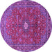 Round Machine Washable Persian Purple Traditional Area Rugs, wshtr1382pur