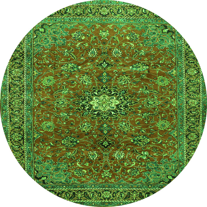 Square Persian Green Traditional Rug, tr1382grn
