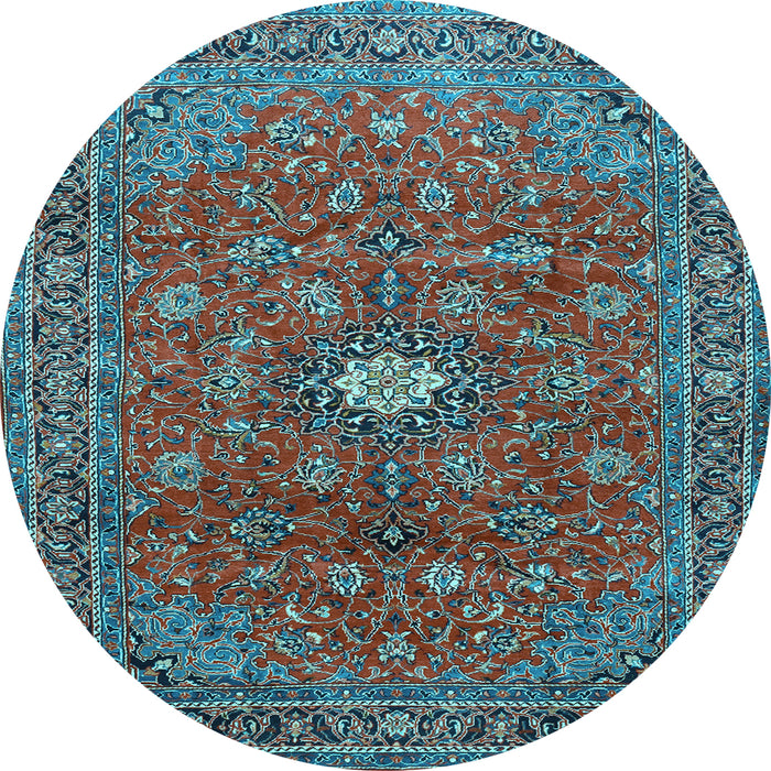 Round Machine Washable Persian Light Blue Traditional Rug, wshtr1382lblu