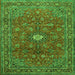 Round Machine Washable Persian Green Traditional Area Rugs, wshtr1382grn