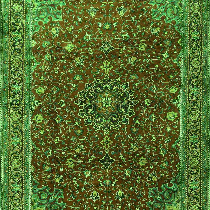 Serging Thickness of Machine Washable Persian Green Traditional Area Rugs, wshtr1383grn