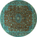 Round Persian Turquoise Traditional Rug, tr1383turq