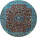 Round Persian Light Blue Traditional Rug, tr1383lblu