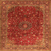 Round Machine Washable Persian Orange Traditional Area Rugs, wshtr1383org