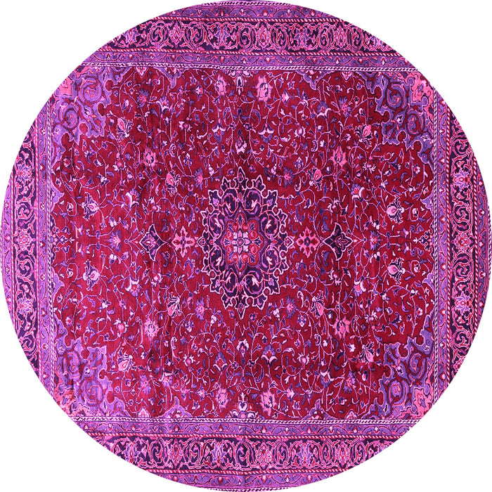 Round Machine Washable Persian Pink Traditional Rug, wshtr1383pnk