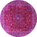 Round Machine Washable Persian Pink Traditional Rug, wshtr1383pnk