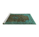 Sideview of Machine Washable Persian Turquoise Traditional Area Rugs, wshtr1383turq