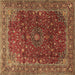 Square Persian Brown Traditional Rug, tr1383brn