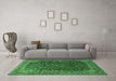 Machine Washable Persian Emerald Green Traditional Area Rugs in a Living Room,, wshtr1383emgrn