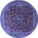 Round Machine Washable Persian Blue Traditional Rug, wshtr1383blu