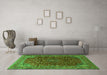 Machine Washable Persian Green Traditional Area Rugs in a Living Room,, wshtr1383grn