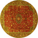 Round Machine Washable Persian Yellow Traditional Rug, wshtr1383yw