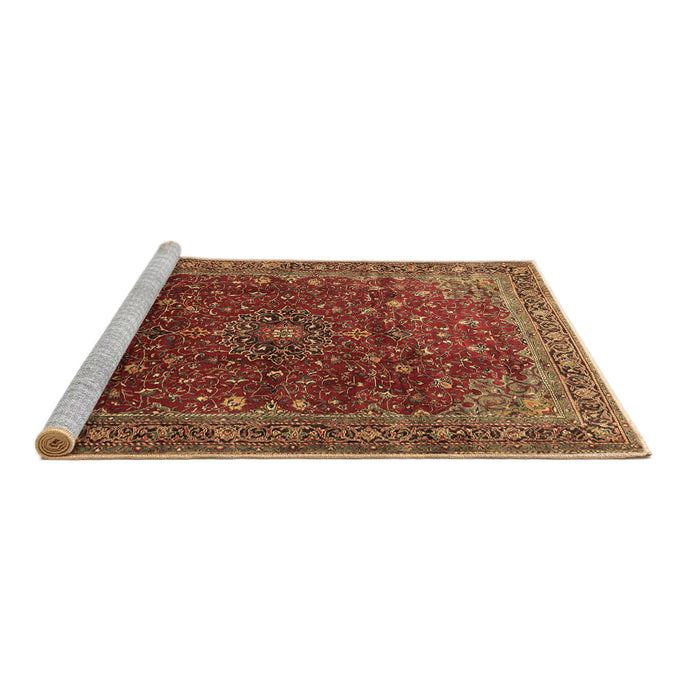 Sideview of Machine Washable Persian Brown Traditional Rug, wshtr1383brn