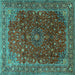 Square Machine Washable Persian Turquoise Traditional Area Rugs, wshtr1383turq