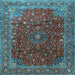 Square Persian Light Blue Traditional Rug, tr1383lblu