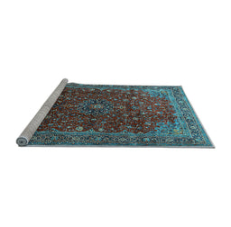 Sideview of Machine Washable Persian Light Blue Traditional Rug, wshtr1383lblu