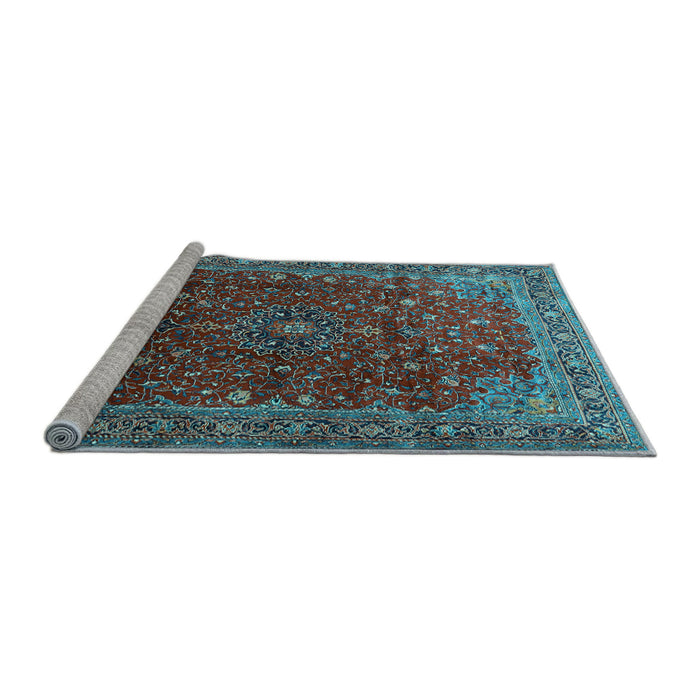 Sideview of Machine Washable Persian Light Blue Traditional Rug, wshtr1383lblu