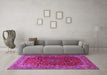 Machine Washable Persian Pink Traditional Rug in a Living Room, wshtr1383pnk