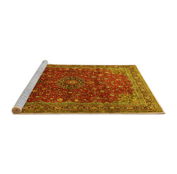 Sideview of Machine Washable Persian Yellow Traditional Rug, wshtr1383yw