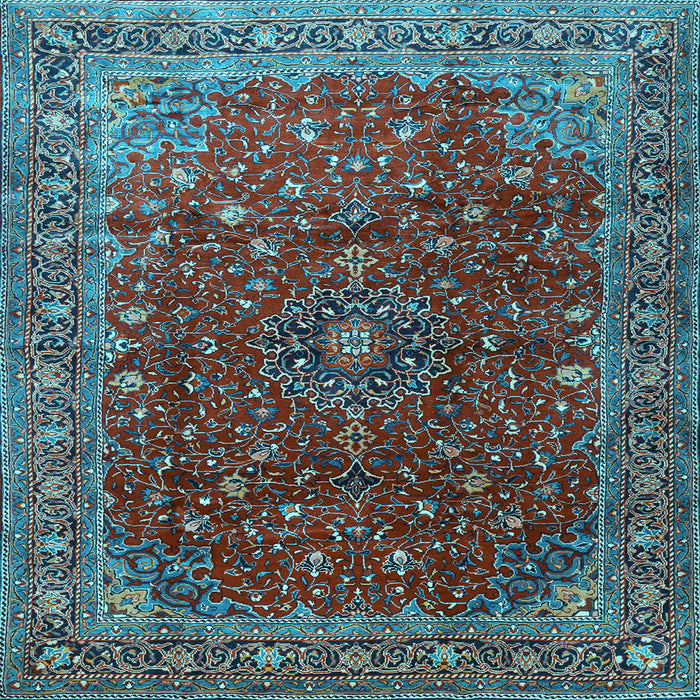 Square Machine Washable Persian Light Blue Traditional Rug, wshtr1383lblu