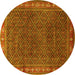 Round Machine Washable Persian Yellow Traditional Rug, wshtr1384yw