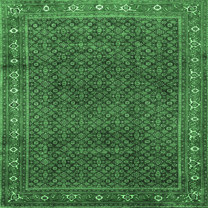 Square Machine Washable Persian Emerald Green Traditional Area Rugs, wshtr1384emgrn