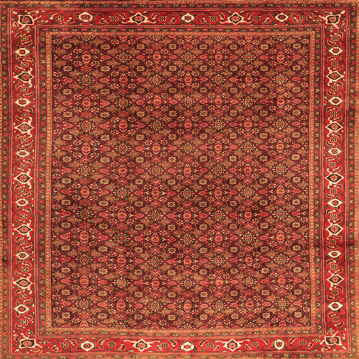Round Machine Washable Persian Orange Traditional Area Rugs, wshtr1384org