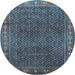 Round Machine Washable Persian Light Blue Traditional Rug, wshtr1384lblu