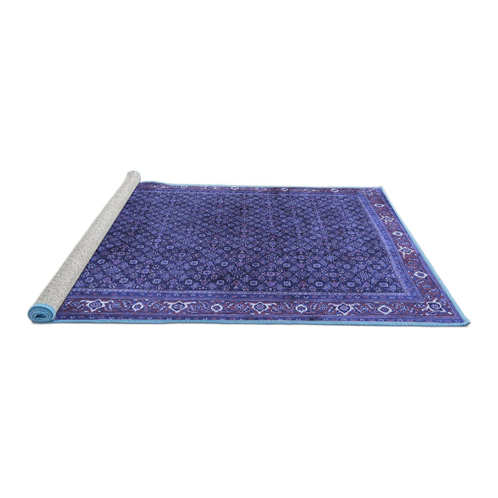 Sideview of Machine Washable Persian Blue Traditional Rug, wshtr1384blu