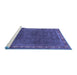 Sideview of Machine Washable Persian Blue Traditional Rug, wshtr1384blu