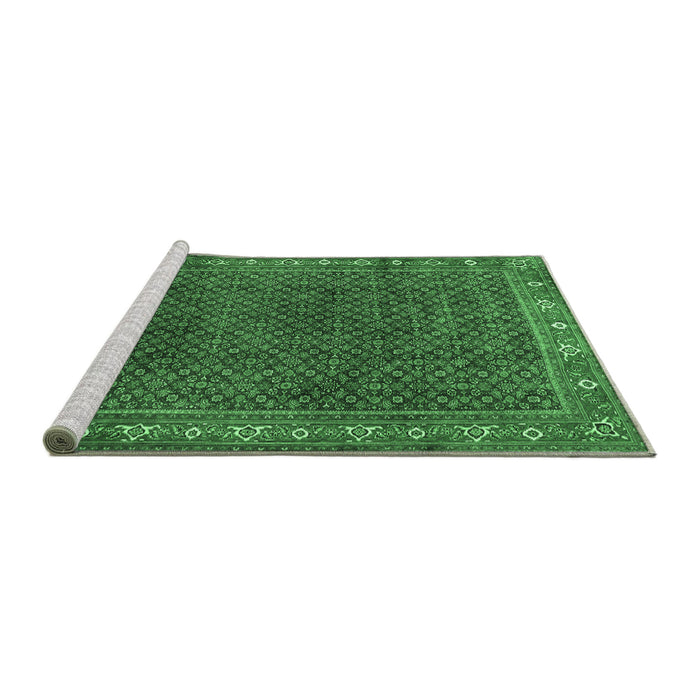 Sideview of Machine Washable Persian Emerald Green Traditional Area Rugs, wshtr1384emgrn
