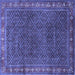 Square Machine Washable Persian Blue Traditional Rug, wshtr1384blu