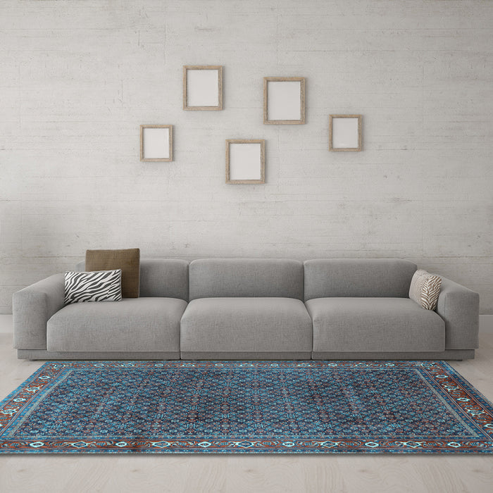 Machine Washable Persian Light Blue Traditional Rug in a Living Room, wshtr1384lblu