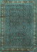 Machine Washable Persian Turquoise Traditional Area Rugs, wshtr1384turq