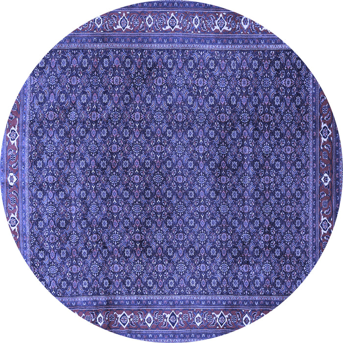 Round Machine Washable Persian Blue Traditional Rug, wshtr1384blu