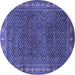 Round Machine Washable Persian Blue Traditional Rug, wshtr1384blu