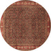 Round Persian Brown Traditional Rug, tr1384brn