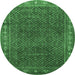 Round Machine Washable Persian Emerald Green Traditional Area Rugs, wshtr1384emgrn