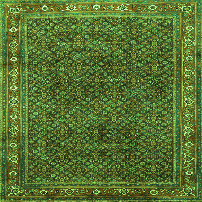 Round Machine Washable Persian Green Traditional Area Rugs, wshtr1384grn