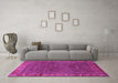 Machine Washable Persian Pink Traditional Rug in a Living Room, wshtr1384pnk