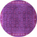 Round Persian Purple Traditional Rug, tr1384pur