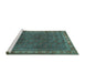 Sideview of Machine Washable Persian Turquoise Traditional Area Rugs, wshtr1384turq