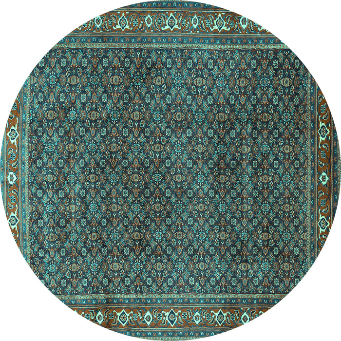 Round Persian Turquoise Traditional Rug, tr1384turq