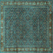 Square Machine Washable Persian Turquoise Traditional Area Rugs, wshtr1384turq