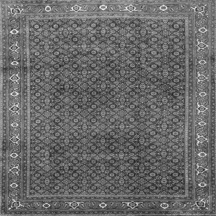 Round Machine Washable Persian Gray Traditional Rug, wshtr1384gry