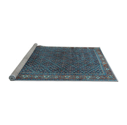 Sideview of Machine Washable Persian Light Blue Traditional Rug, wshtr1384lblu