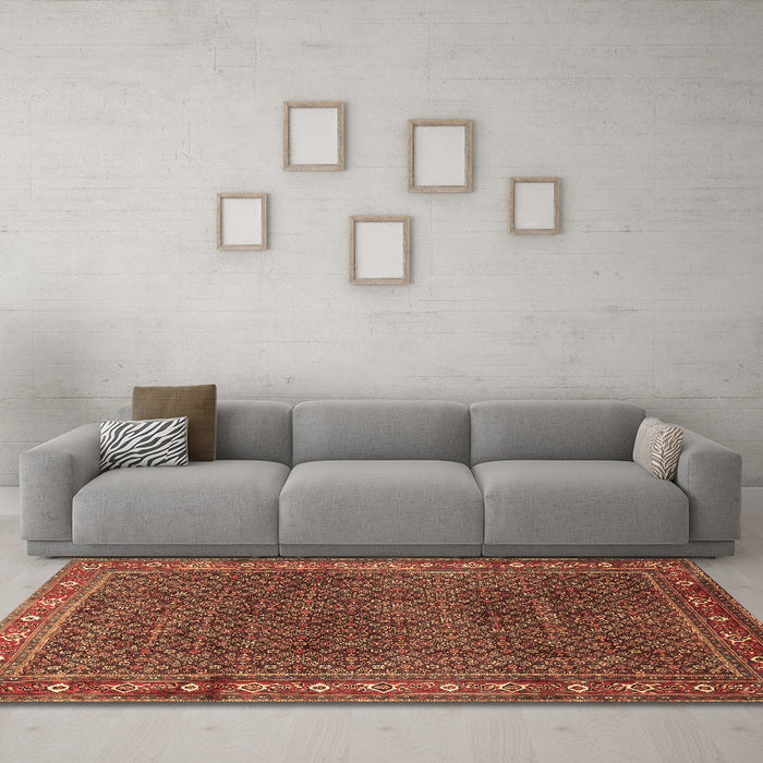 Machine Washable Persian Brown Traditional Rug in a Living Room,, wshtr1384brn