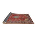 Sideview of Traditional Orange Salmon Pink Persian Rug, tr1385