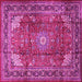 Square Machine Washable Persian Pink Traditional Rug, wshtr1385pnk