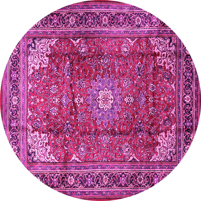 Round Machine Washable Persian Pink Traditional Rug, wshtr1385pnk